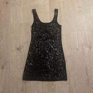 Eyeshadow Black Sequin Long Tank Top, Size Small